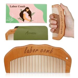 Wooden Labor Comb with Case